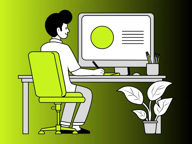 designer at a desk working